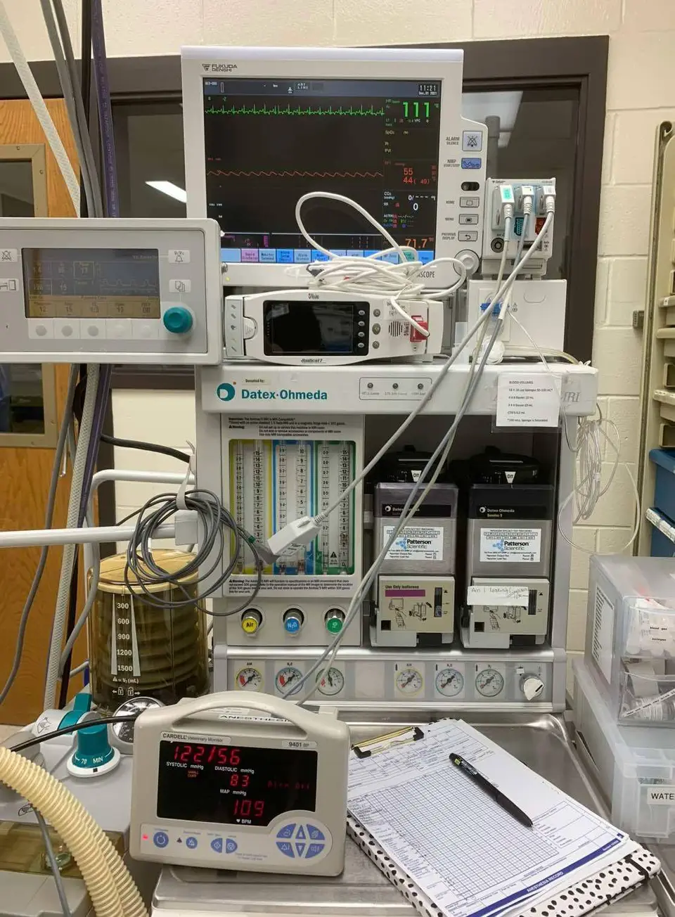 Anesthesia equipment and monitoring setup