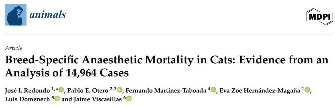 Research paper: Breed-Specific Anaesthetic Mortality in Cats — Evidence from an Analysis of 14,964 Cases