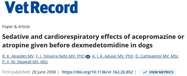 Research paper: Sedative and cardiorespiratory effects of acepromazine or atropine given before dexmedetomidine in dogs