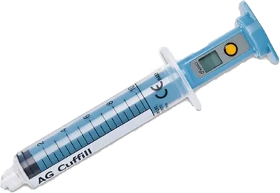 Digital pressure reader syringe used for ETT cuff inflation